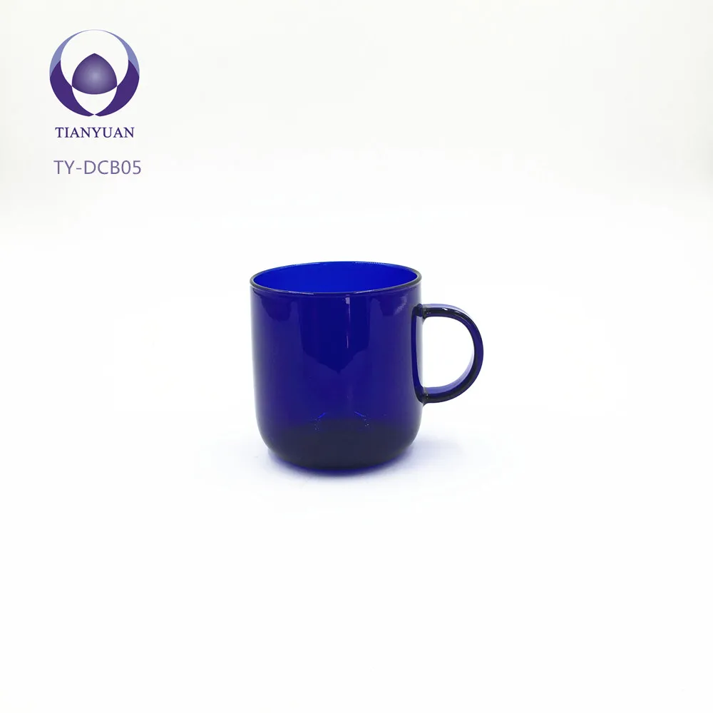 

colourful hand blown printing glass coffee mug Good Quality drinking glass cup with handle