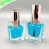12ml 18ml empty rectangle shaped clear glass nail polish bottles square with rose gold round nail polish caps and flat brushes