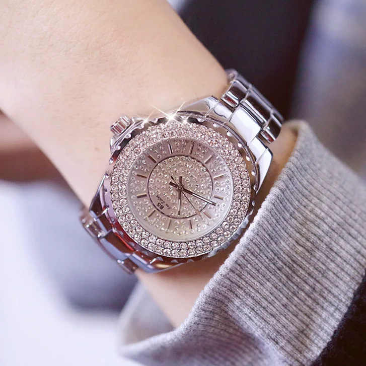 

Singapore imported quartz movement 30 meters waterproof fashion alloy ladies diamond dial watch