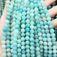 

Natural A Grade Blue Amazonite 6mm 8mm 10mm Polished Round Jade Gemstone Beads for Jewelry Making Bracelets Necklaces Earrings