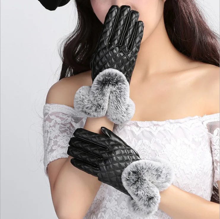 
2017 Lady Daily Life Winter Comfortable Leather Pu Coated Gloves 
