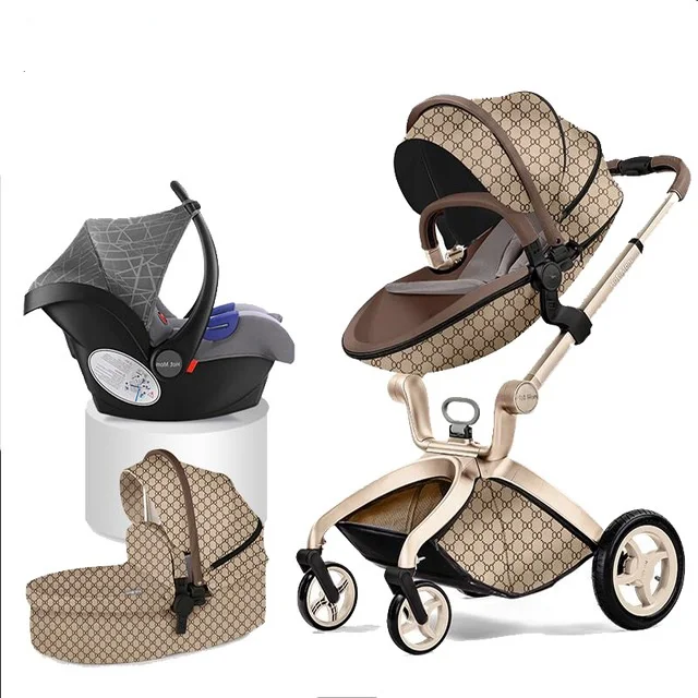 2018 China Leather cover Egg Shape carrycot Hot Mom baby stroller with En1888 Luxury stroller 3 in 1 TS70-B