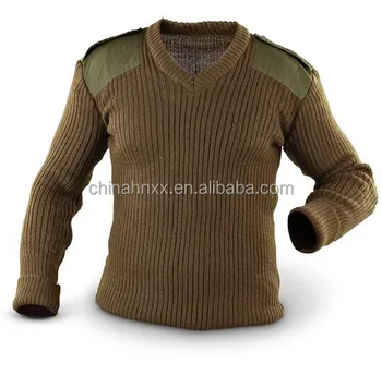 kaki kleur acryl wol v-hals militaire trui - buy leger wol sweater