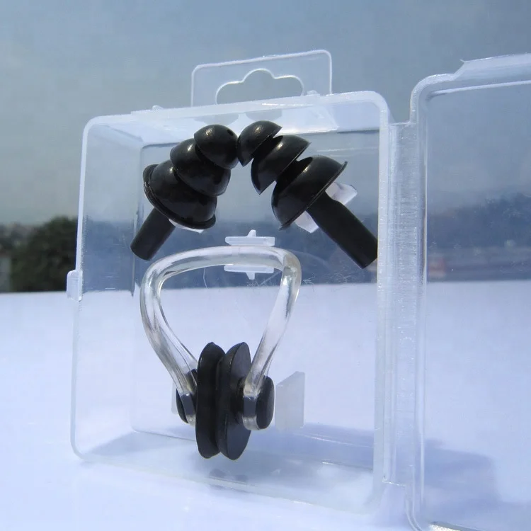Silicone Swimming Set Nose Clip Ear Plug with HARD CASE Pool Sea Swim Sports D