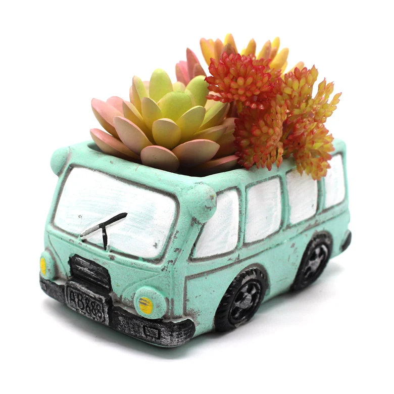 

Hot sell min bus shape out door garden planter flower pots, Customized