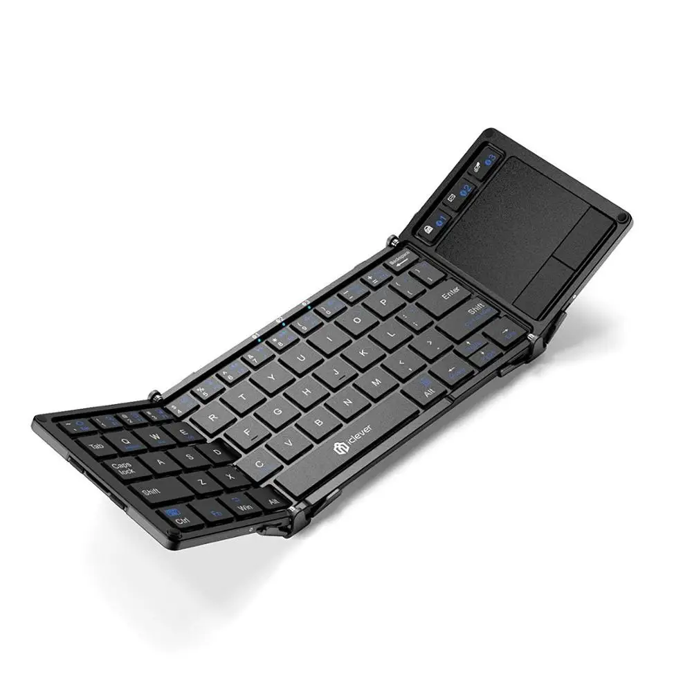 

Bluetooth Keyboard, iClever Folding Keyboard with Sensitive Touch Pad, Black