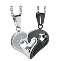 

Wholesale Two Pieces of Heart Pendant Separate Combined Changeable Couples Lovers Necklace