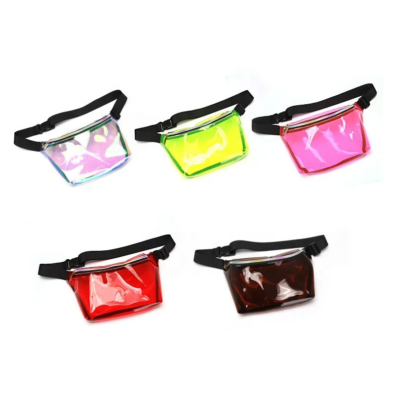 

New Stylish Fashion Fanny Pack Waterproof PVC Girls Clear Waist Bag, Laser, green, rose red, red, black