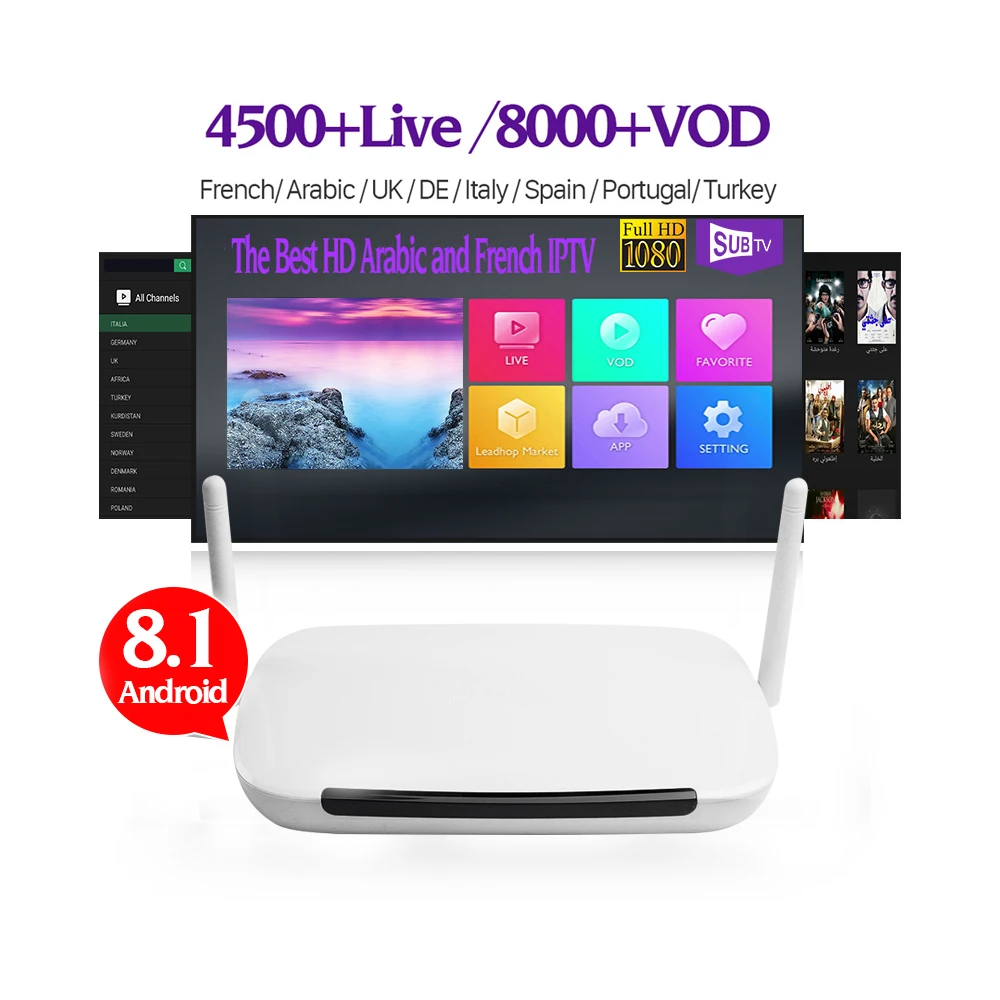 

Android IPTV Box Q9 RK3229 with Africa IPTV Account Subscription SUBTV 1 Year