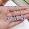 Luxury 18K Real Gold Letter Jewelry Real Diamond A-Z Initial Letter Name Necklace Pendant