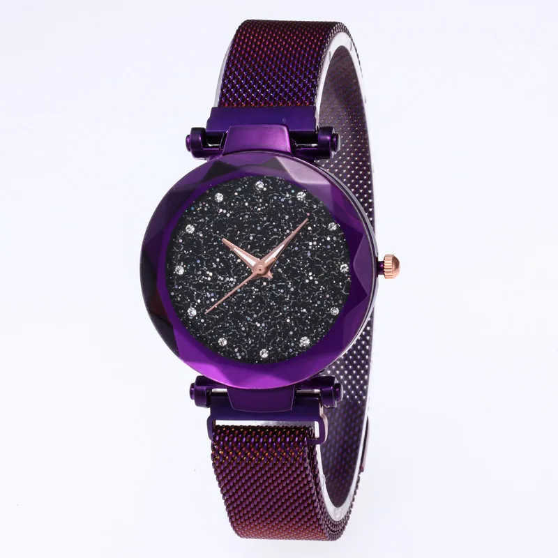

2019 Hot sales Low MOQ Women Quartz Star Watch clock OEM lady Reloj Bracelet Mesh strap Wrist Shinning Ladies Watches, 6 colors