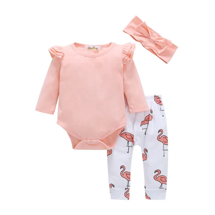 

Cute 3pcs Baby Girls Clothing Set Cotton Toddler Baby Clothes Set, Pink