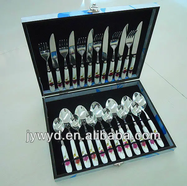 24pcs Ceramic Handle Cutlery Set Stainless Steel Flatware Set Buy