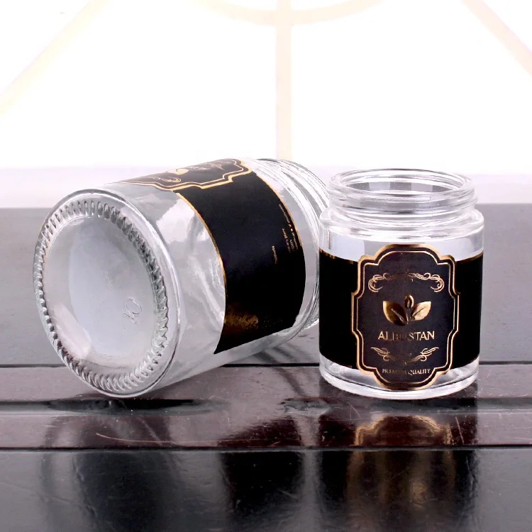 
80ml 110ml 200ml luxury small glass jar rose gold lid for cosmetic,spice,food,honey 