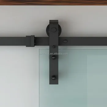 black carbon steel glass door sliding barn door hardware for
