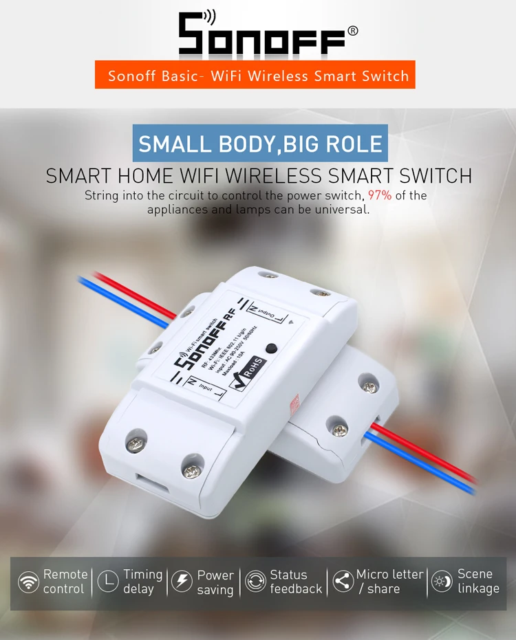 Sonoff Rf 433mhz Wifi Wireless Smart Switch Wifi Controlled Light