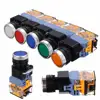Momentary Push Button Switch NO+NC START STOP DPST Non-Self Lock Control AC 220V LED Switches For Contactor Relay