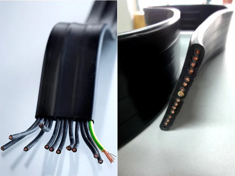 Flat Flexible Elevator Traveling Lift Cable With Dual Steel Support