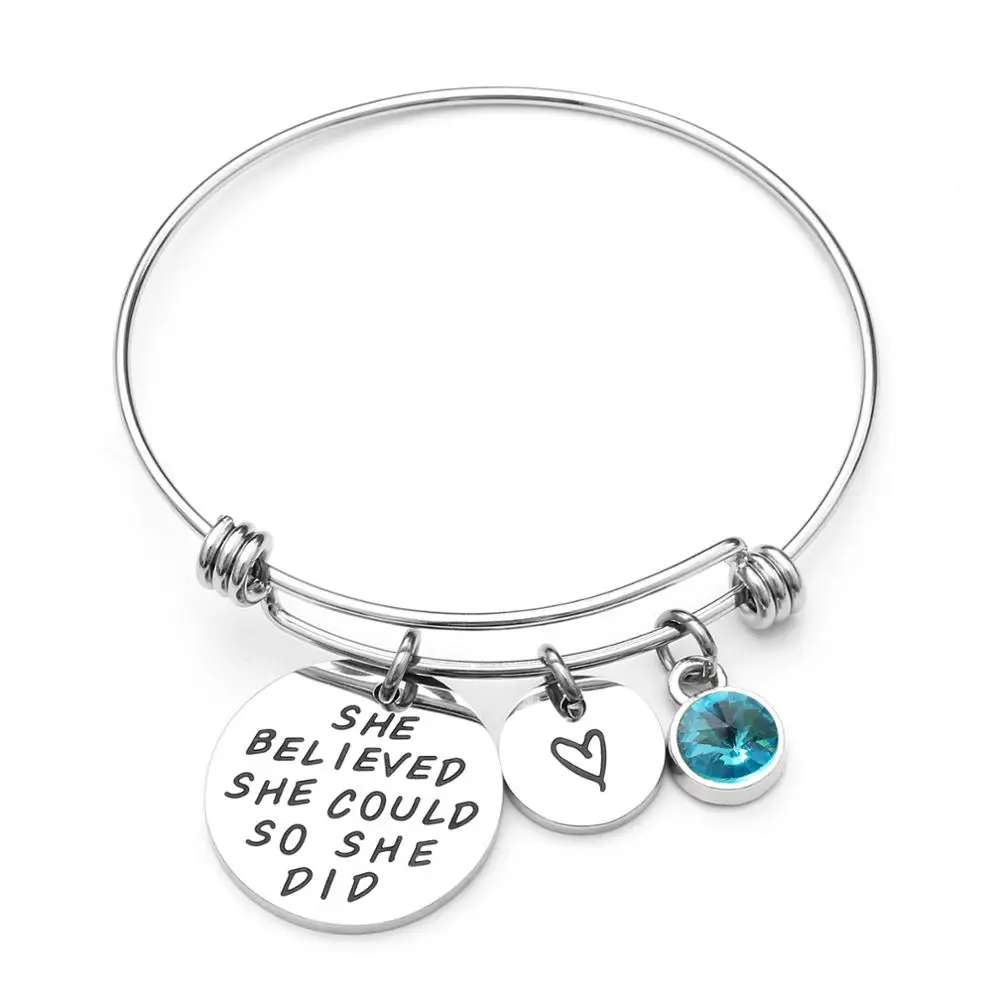 

Loftily she believed she could so she did 12 Months Birthstones Positive Inspirational Birthday Gifts Charm Bracelets, Sliver