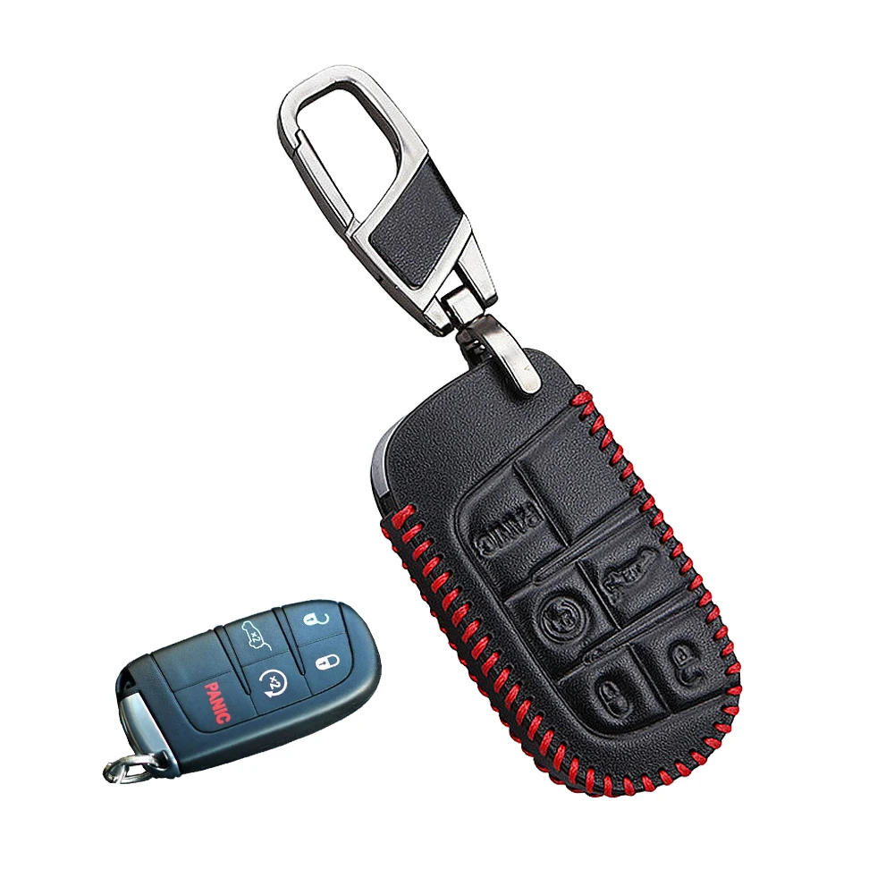 

Free Shipping Genuine Leather smart case cover for Jeep fiat key chain fit Grand Cherokee Compass Renegade Wrangler Patriot, Black