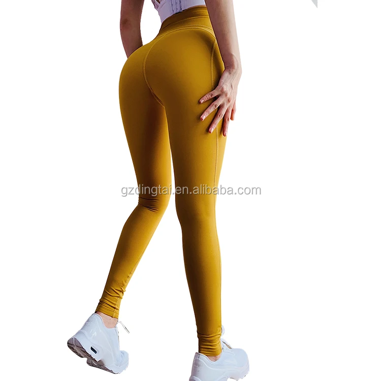 High Waist Out Pocket Golden Workout Leggings Custom Yoga Pants Tummy Control