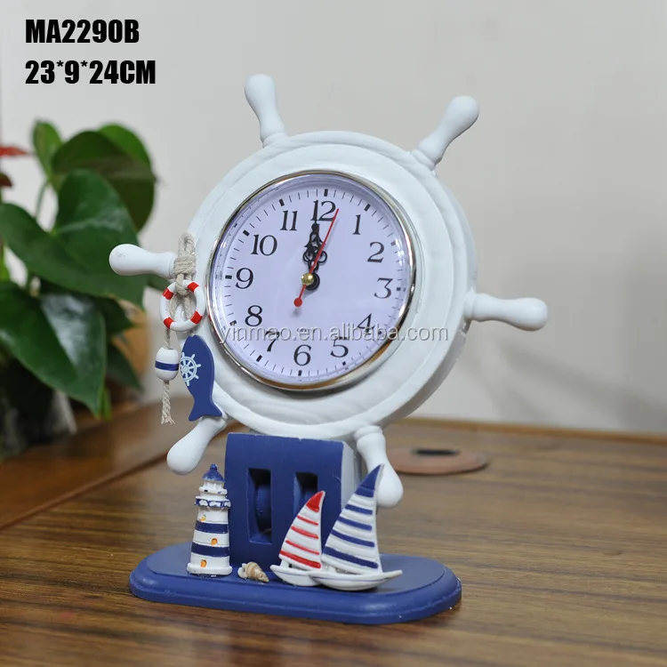 Wooden Ship Steering Wheel Clock,2 Sets 23x9x24cm Nautical Table Clock Buy Wooden Table Clock