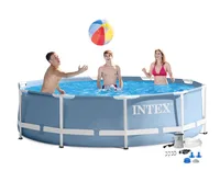 

INTEX 28712 144"X30" Metal Frame Pool Large Inflatable Outdoor Family Swimming Pool