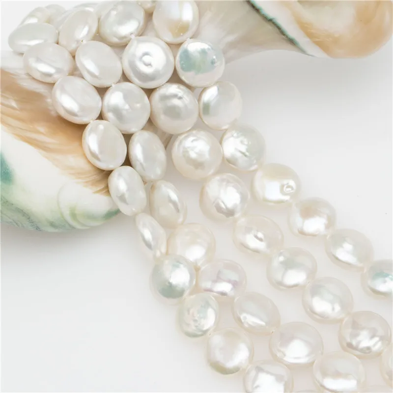 

Factory hot sale 11-13mm fresh water coin edison pearl necklace with fair price, White