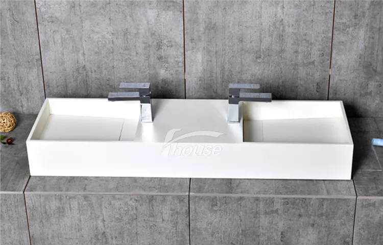 Customized Bathroom Basin Solid Surface Wall-hung Washing Basin Rectangular Sink