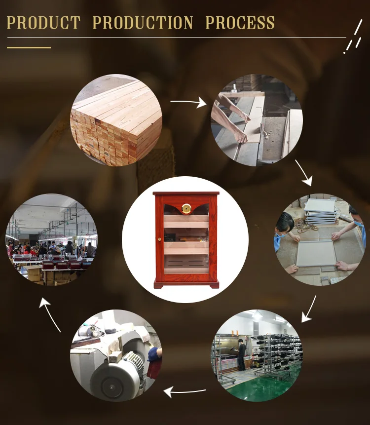 Wholesale Large Wood Cigar Humidor With Hygrometer Glass Display Cuban