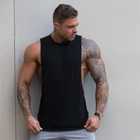 

wholesale 95% cotton mens BOLD GRAPHIC DROP ARMHOLE TANK