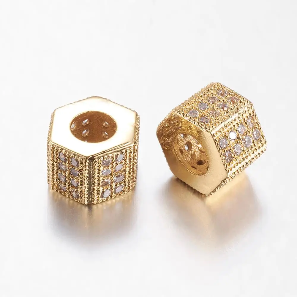 

PandaHall 10mm Hexagon Gunmetal Brass Cubic Zircon Beads