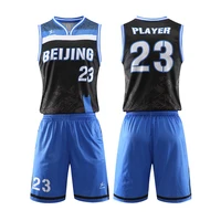 

Healong Basketball Jersey Uniform Design Color Blue Digital Printing Black Basketball Jerseys