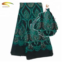 

Popular Elegant African Sequin Nigeria Stone Embroidered Lace Fabric For French Dress
