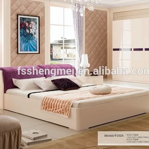 New Model Purple High Gloss White Bedroom Set