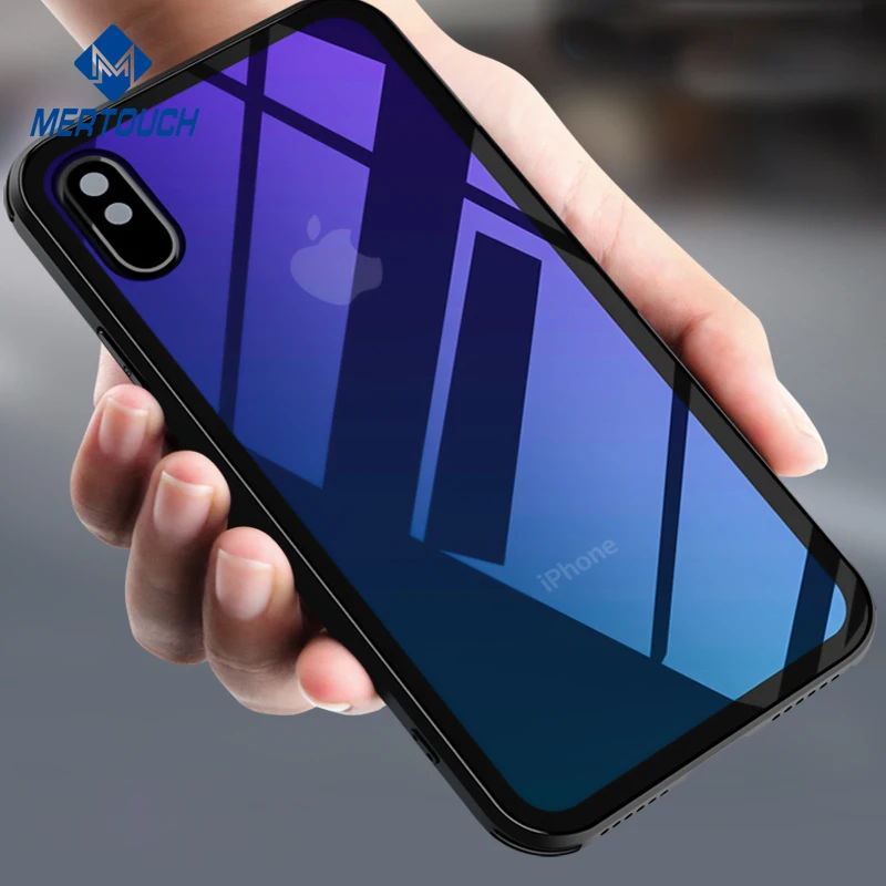 

New Products Aurora Clear 0.7mm Tempered Glass Armor Shockproof Back Cover Mirror Case For iPhone Xs max Xr 2018, 5 colors