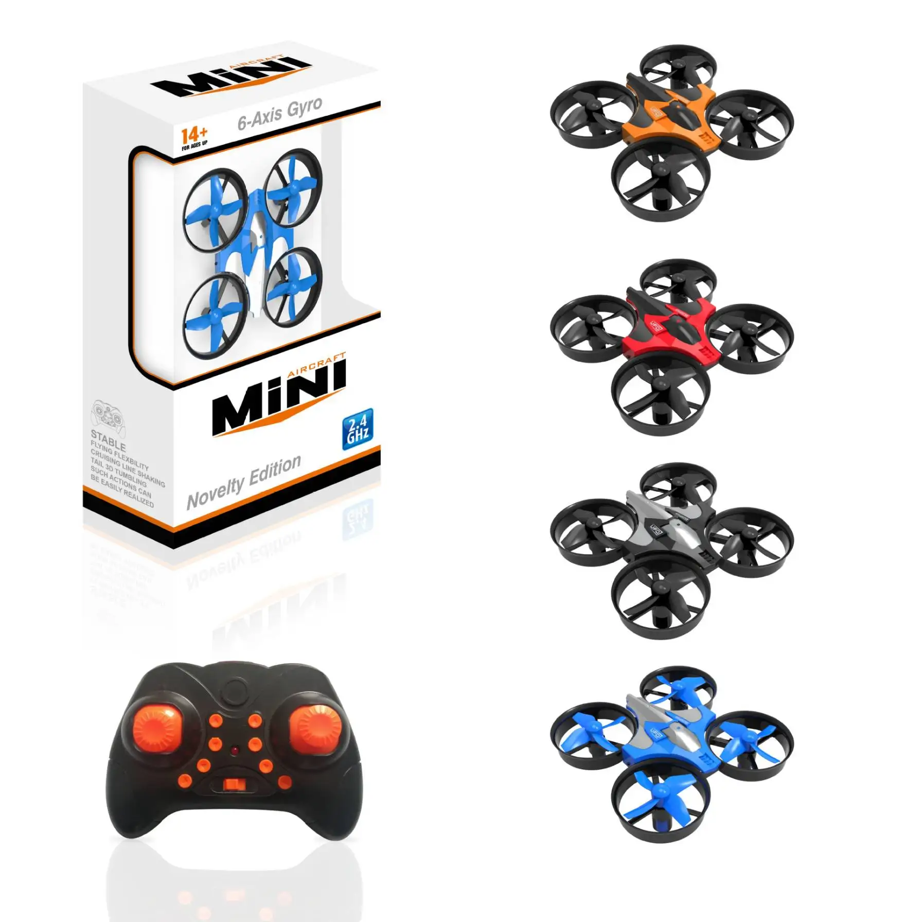 

2019 New Arrival RH807 RC Drone 6-Axis Gyro 3D Flip Headless Mode RC Mini Quadrocopter Toy Model Gift vs JJRC H36 S105, Blue/red/orange/grey