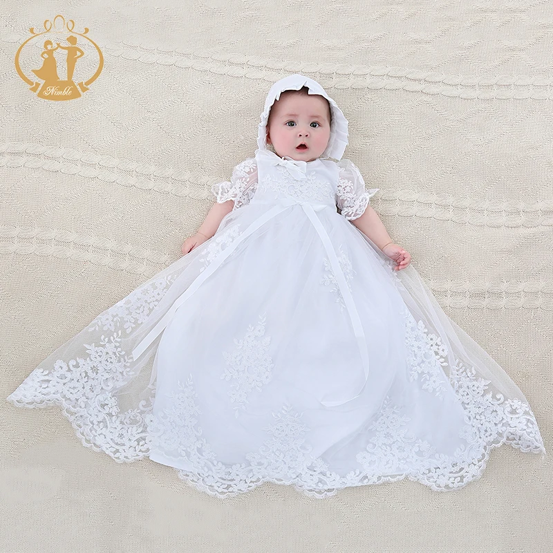 

Nimble Baby Girls Embroidered Christening Baptism Dress Baby Formal Party Gowns, White
