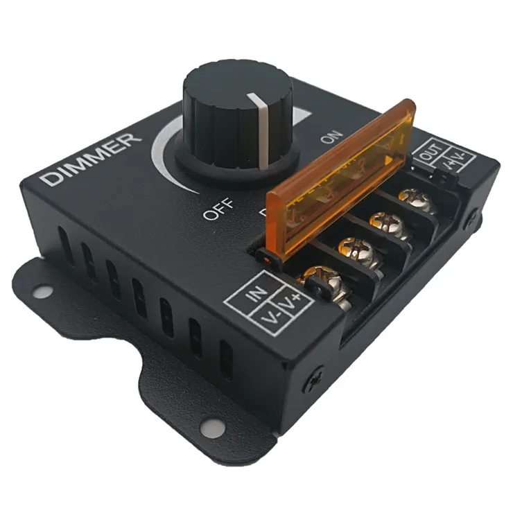 Black PWM Dimmer 12V 24V 30A LED Dimmer Controller for Single Color LED Strip Lighting Lamp Ribbon Light Black Button