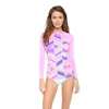 Women Athletic One Piece Swimsuit Long Sleeve Rash Guard Swimming Bathing Suit Zip UpSwimwear