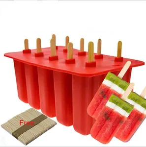 Image of Food Grade Silicone Popsicle Mold Ice Cream Tray Summer Cool Ice Popsicle Mold With Cover Kitchen Mold