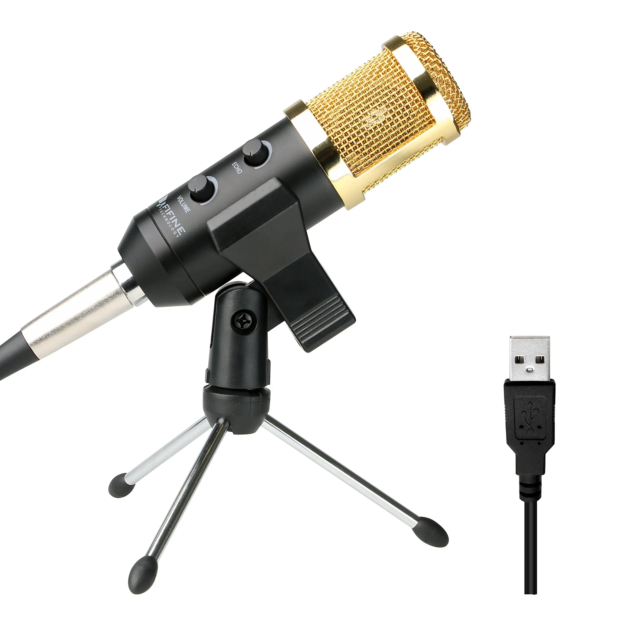 Recording Microphone Usb Fifine Plug & Play Condenser Microphone For PC/Computer(Windows,Mac,Linux OX),Podcasting,Recording-Black(K058)