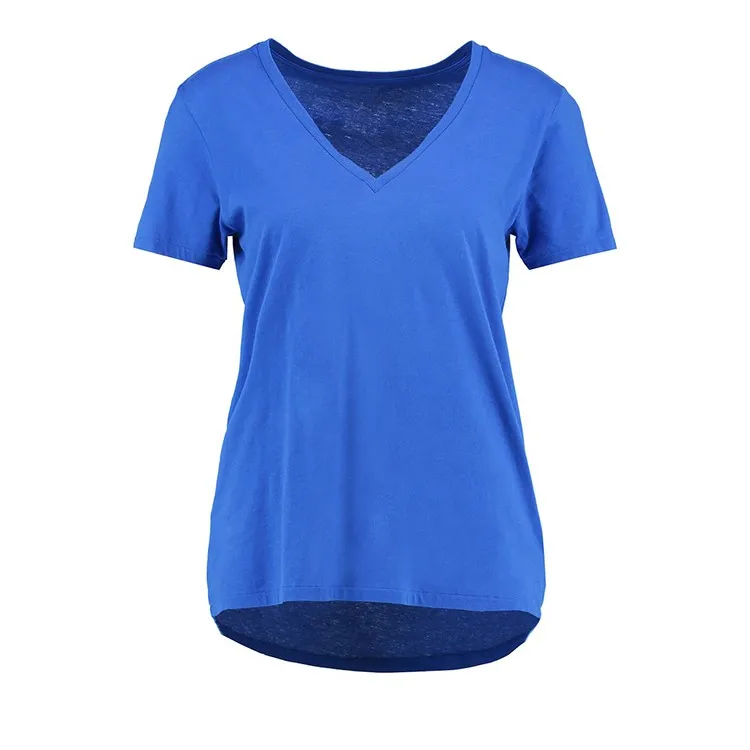 Oem V Shape Collar Tshirt,High Quality 100% Cotton T Shirt For Women ...