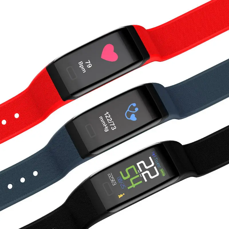 

IP68 Waterproof Heart Rate Detection Blood Pressure Smart Bracelet Sports Tracking Fitness Tracker, Red;blue;black/customized