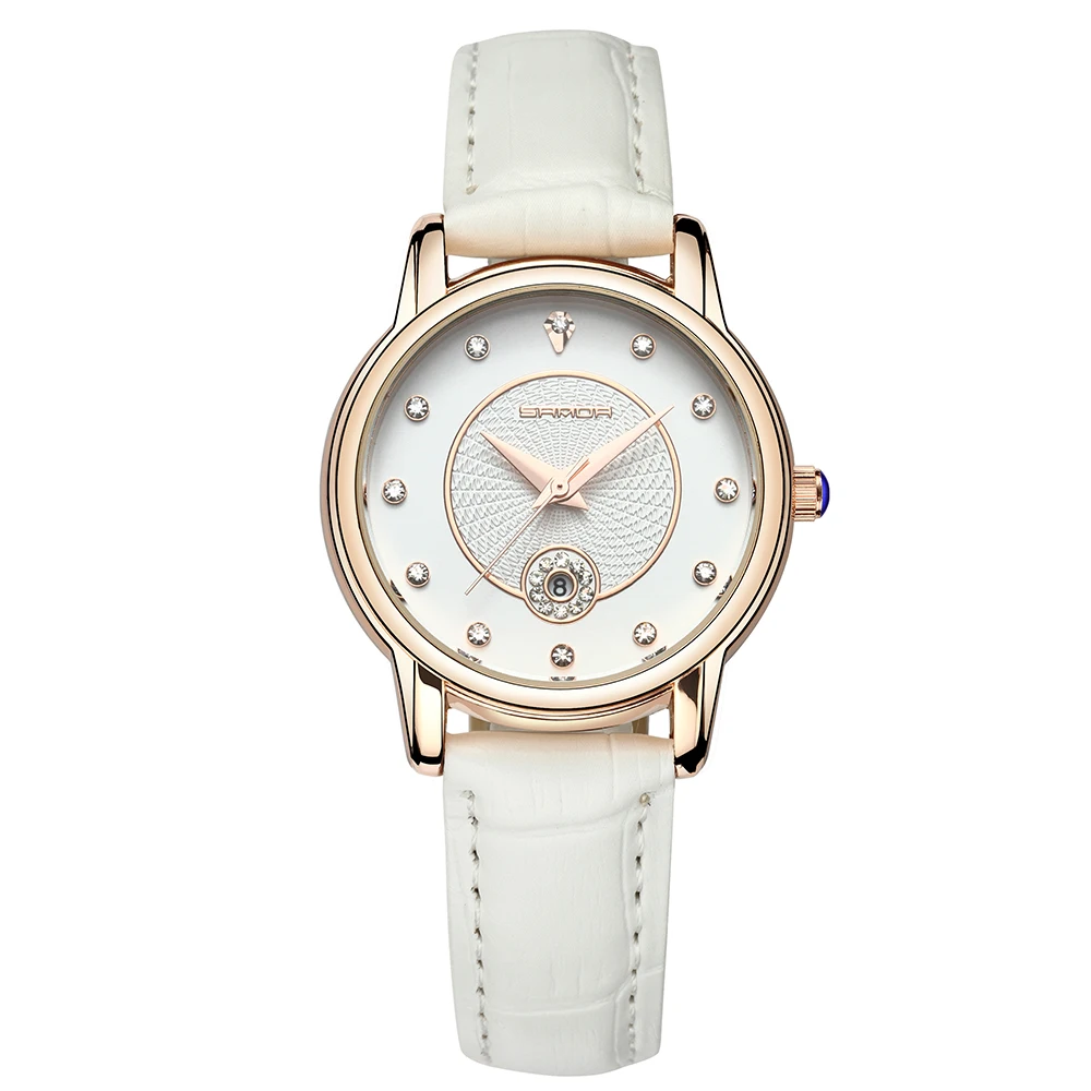 

WJ-7555 Leather Band SANDA WatchWith Rhinestone With Date Luxury Wholesale Women Elegance Gift for Girlfriend Watch, Mix