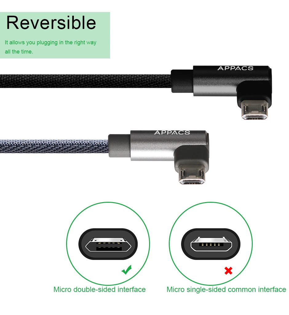 Newest Model Right Angle Reversible Usb Cable Double Sided Micro Usb