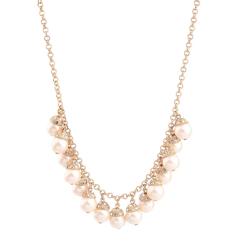 

xl01342b Fashion Customized Necklace Jewelry Gold Plated Chain Bridal Pearl Necklace For Lady