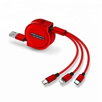 

OEM Wholesale Universal Data Cable Flat 3 in 1 Fast Charging stretch USB cable for Iphone/Type C/Micro