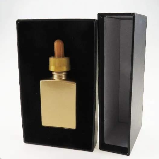 
Packaging Box 30ml Eliquid Vape Frosted Matt Gold Glass Pipette Bottles Essential Oil Dropper Bottle 