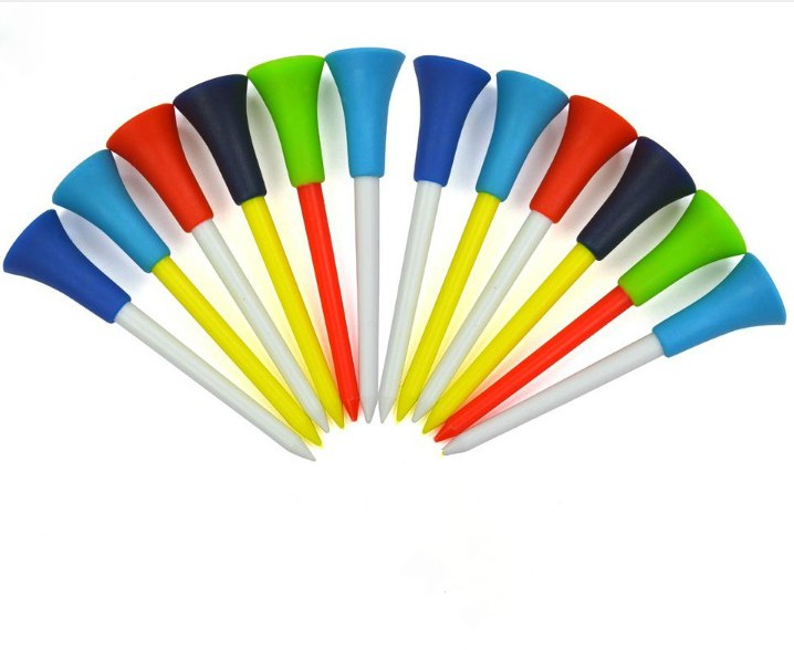 

70mm plastic golf tee With colorful Large Rubber Cushion Top, White/yellow/orange/blue/red/pink